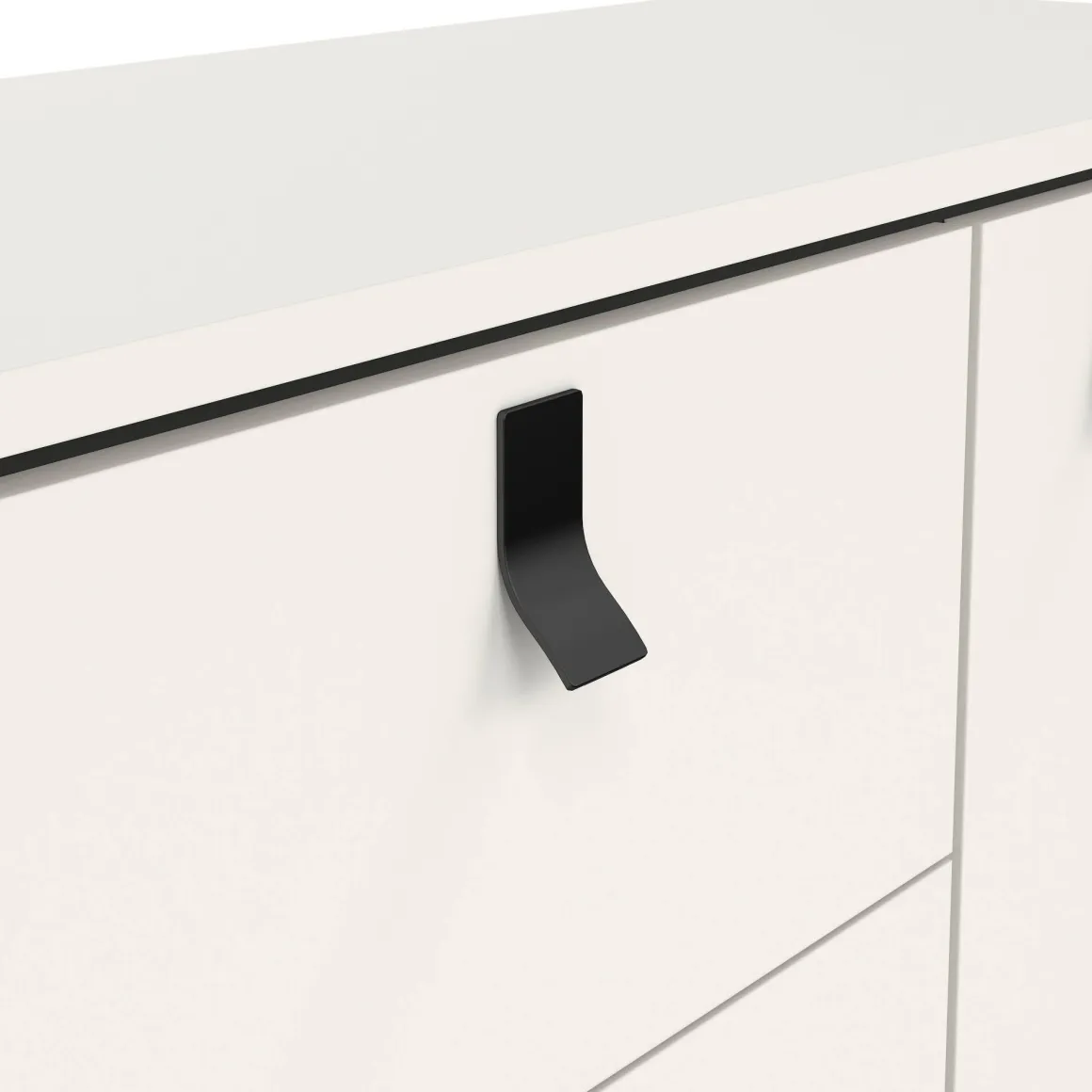 Credenza bianca e nera 150x40x72h cm 2 ante e 2 cassetti - Manyi