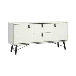 Credenza bianca e nera 150x40x72h cm 2 ante e 2 cassetti - Manyi