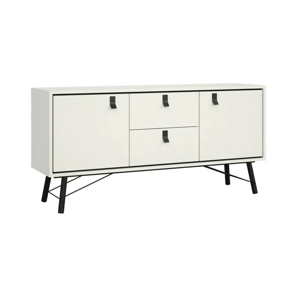 Credenza bianca e nera 150x40x72h cm 2 ante e 2 cassetti - Manyi