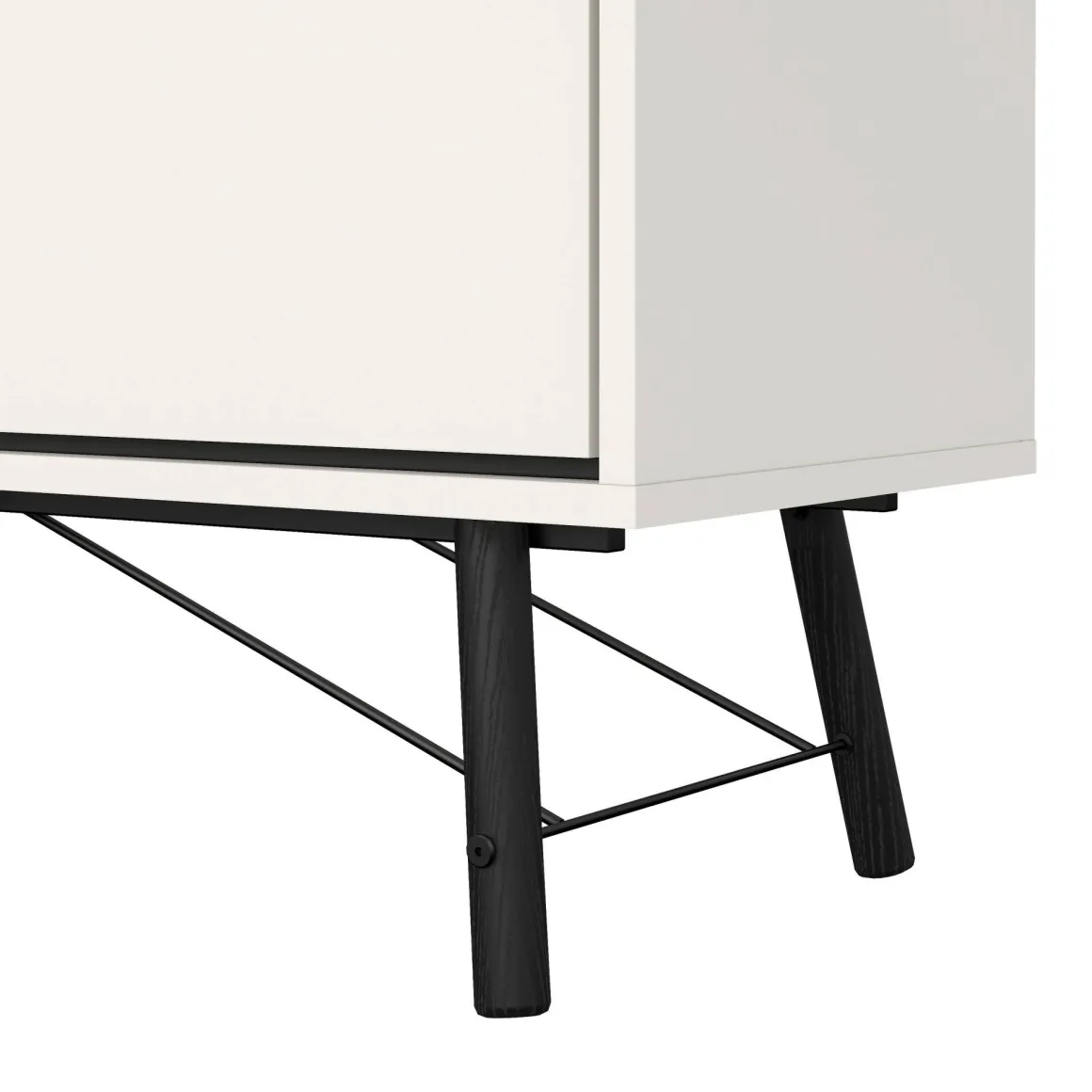 Credenza bianca e nera 150x40x72h cm 2 ante e 2 cassetti - Manyi