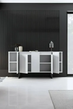 Credenza bianca e nera 160x35x80h cm 4 ante - Arta