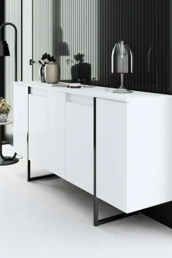 Credenza bianca e nera 160x35x80h cm 4 ante - Arta