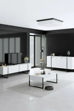 Credenza bianca e nera 160x35x80h cm 4 ante - Arta