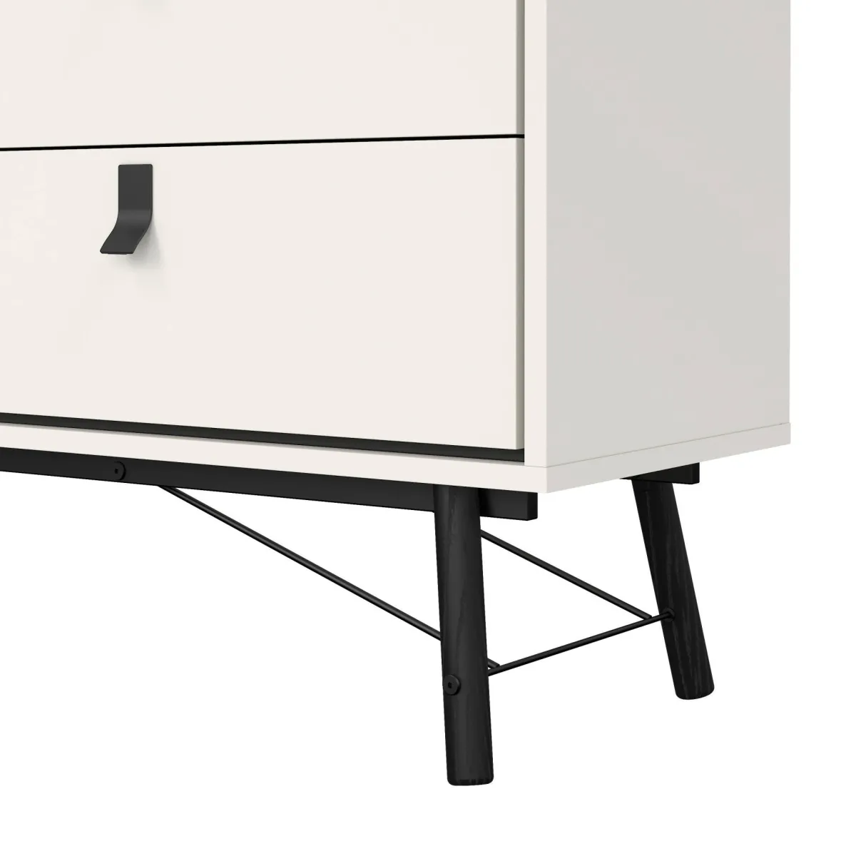 Madie|Credenze > Dmora Credenza bianca e nera 150x40x94h cm 6 cassetti - Anturio Nero, Bianco