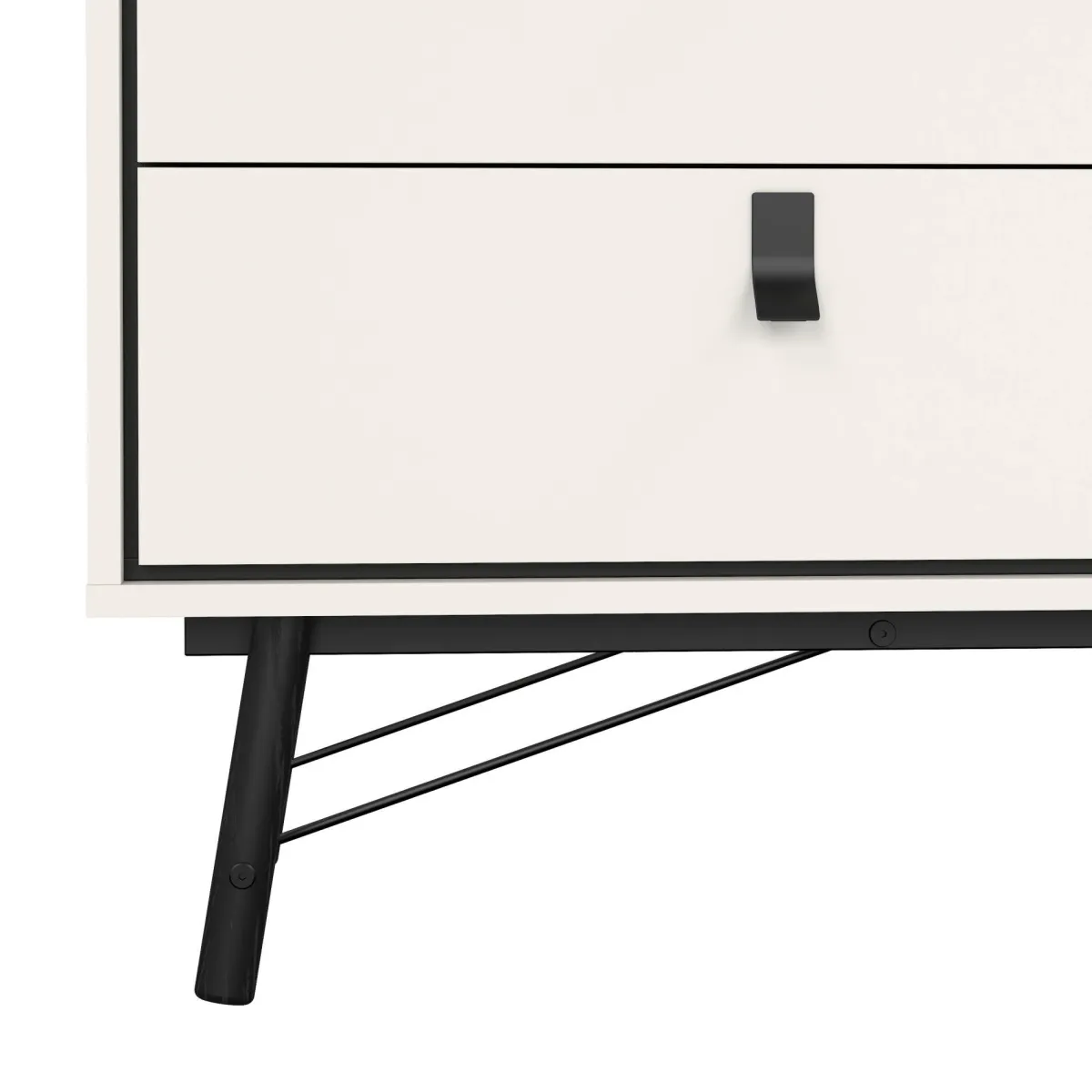 Madie|Credenze > Dmora Credenza bianca e nera 150x40x94h cm 6 cassetti - Anturio Nero, Bianco