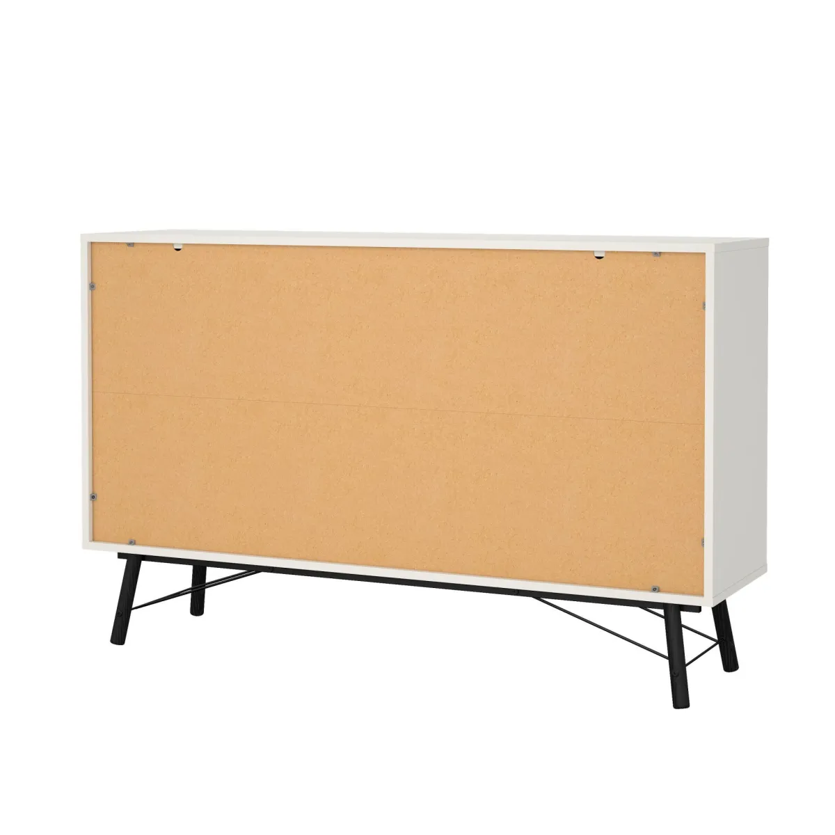 Madie|Credenze > Dmora Credenza bianca e nera 150x40x94h cm 6 cassetti - Anturio Nero, Bianco
