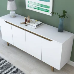 Credenza bianca e noce 180x45x78h cm 4 ante - Ascaro