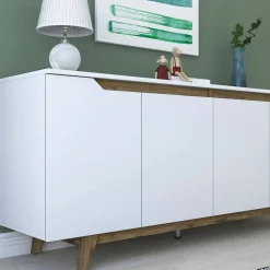 Credenza bianca e noce 180x45x78h cm 4 ante - Ascaro