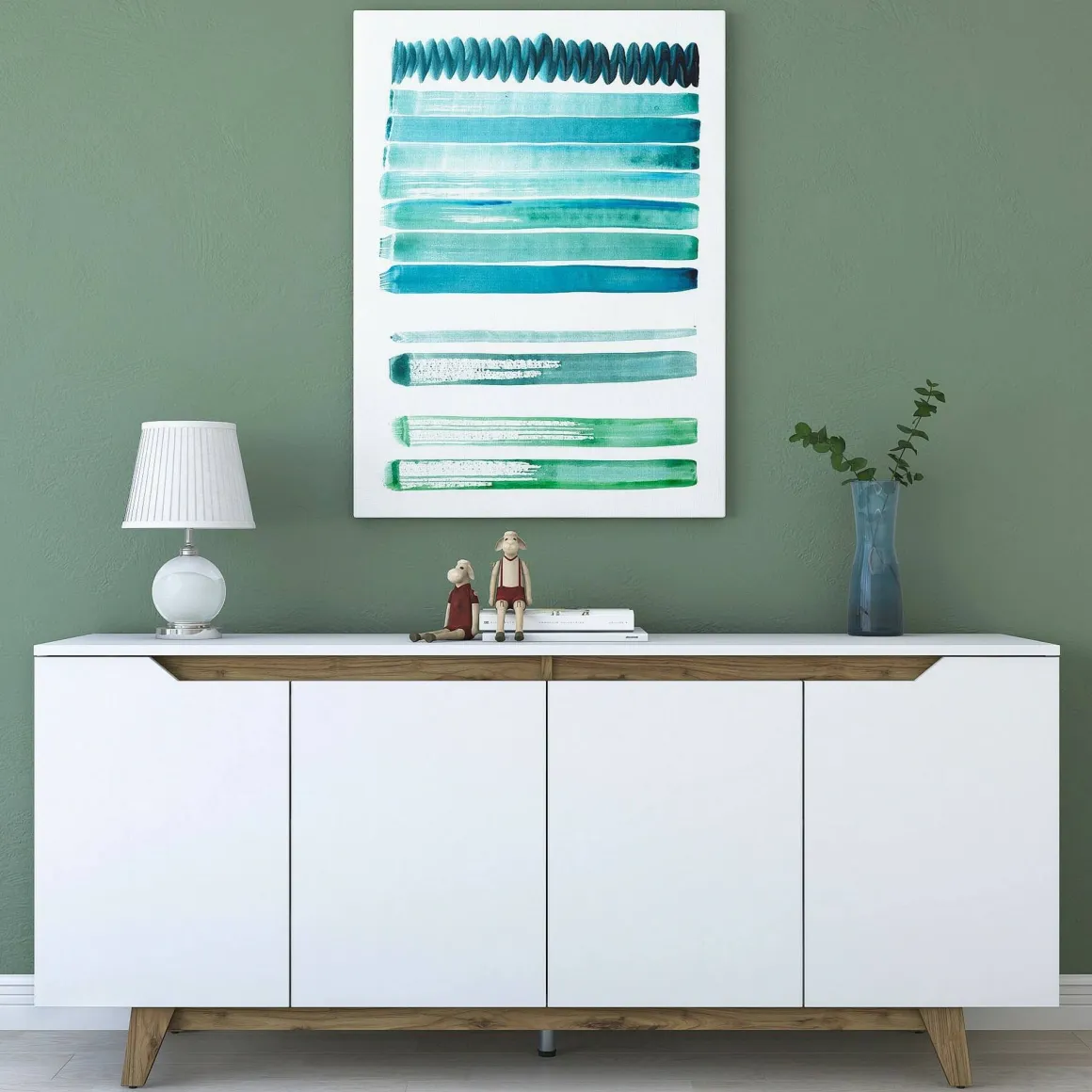 Credenza bianca e noce 180x45x78h cm 4 ante - Ascaro