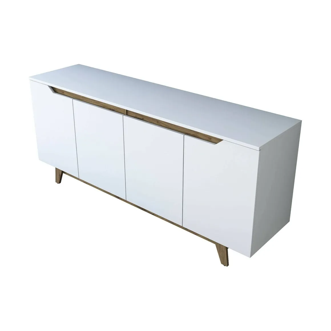 Credenza bianca e noce 180x45x78h cm 4 ante - Ascaro