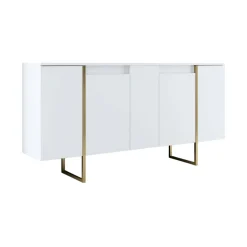 Cucina|Madie > Dmora Credenza bianca e oro elegante 160x35x80h cm 4 ante - Arta Oro, Bianco