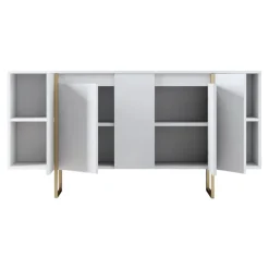 Cucina|Madie > Dmora Credenza bianca e oro elegante 160x35x80h cm 4 ante - Arta Oro, Bianco