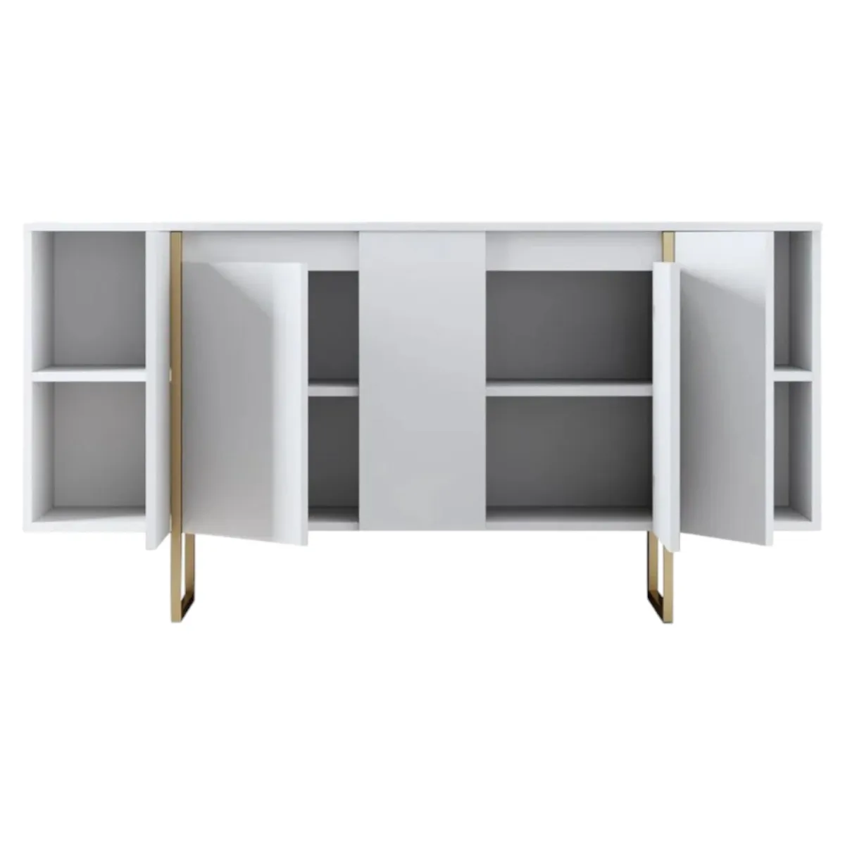 Cucina|Madie > Dmora Credenza bianca e oro elegante 160x35x80h cm 4 ante - Arta Oro, Bianco