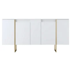 Cucina|Madie > Dmora Credenza bianca e oro elegante 160x35x80h cm 4 ante - Arta Oro, Bianco
