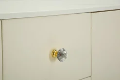Madie|Credenze > Dmora Credenza bianca e oro 120x40x85h cm 2 ante e 4 cassetti - Grotte Oro, Bianco