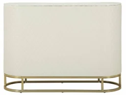 Madie|Credenze > Dmora Credenza bianca e oro 120x40x85h cm 2 ante e 4 cassetti - Grotte Oro, Bianco