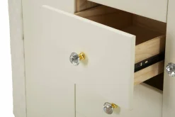 Madie|Credenze > Dmora Credenza bianca e oro 120x40x85h cm 2 ante e 4 cassetti - Grotte Oro, Bianco