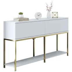 Credenza bianca e oro 150x30x80h cm 2 ante - Basilia