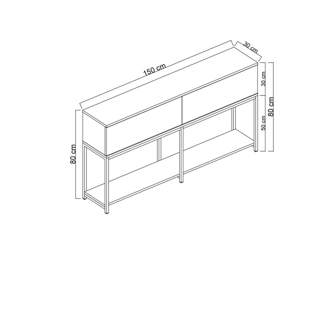 Credenza bianca e oro 150x30x80h cm 2 ante - Basilia
