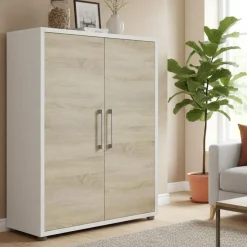 Credenza bianca e quercia 89x40x113h cm 2 ante - Warszawa