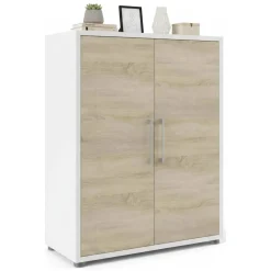 Credenza bianca e quercia 89x40x113h cm 2 ante - Warszawa