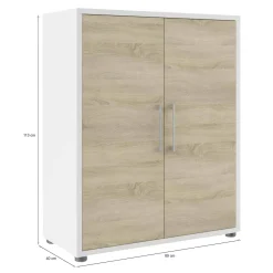 Credenza bianca e quercia 89x40x113h cm 2 ante - Warszawa