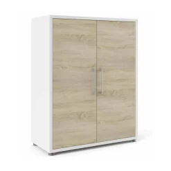 Credenza bianca e quercia 89x40x113h cm 2 ante - Warszawa