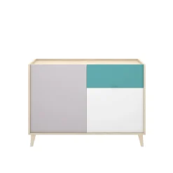 Credenza bianca e rovere 105x43x75h cm 2 ante e 1 cassetto - Ascot