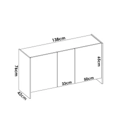 Cucina|Madie > Dmora Credenza bianca e rovere 150x41x76h cm 3 ante - Crisantemo Marrone, Bianco Rovere