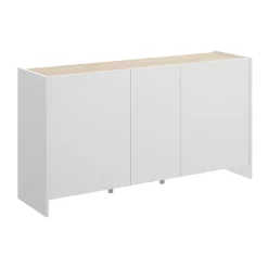 Cucina|Madie > Dmora Credenza bianca e rovere 150x41x76h cm 3 ante - Crisantemo Marrone, Bianco Rovere