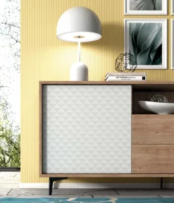 Cucina|Salotto > Dmora Credenza bianca e rovere 184x45x77h cm 3 ante - Aminda Marrone, Bianco Rovere
