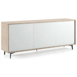 Cucina|Salotto > Dmora Credenza bianca e rovere 184x45x77h cm 3 ante - Aminda Marrone, Bianco Rovere