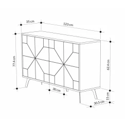 Cucina|Salotto > Dmora Credenza bianca marmo 123x35x62h cm 4 ante - Brunale Bianco Marmo