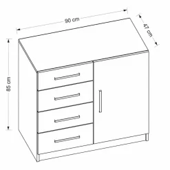 Credenza bianca 90x47x85h cm 1 anta e 4 cassetti - Neoguri
