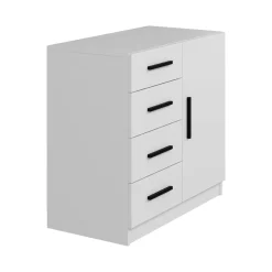 Credenza bianca 90x47x85h cm 1 anta e 4 cassetti - Neoguri