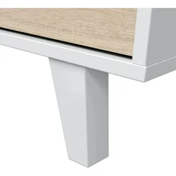Cucina|Madie > Dmora Credenza bianca 154x41x75h cm 3 ante - Acrolorum Marrone Rovere, Bianco