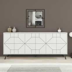 Credenza bianca 184x35x77h cm 6 ante - Africo
