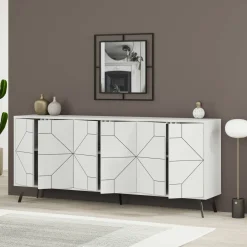 Credenza bianca 184x35x77h cm 6 ante - Africo
