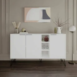 Credenza bianca 142x35x83h cm 3 ante - Alin