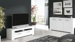 Cucina|Madie > Dmora Credenza bianca 144x42x80h cm 3 ante - Amaculi Bianco