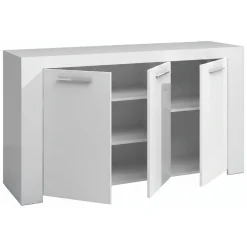 Cucina|Madie > Dmora Credenza bianca 144x42x80h cm 3 ante - Amaculi Bianco