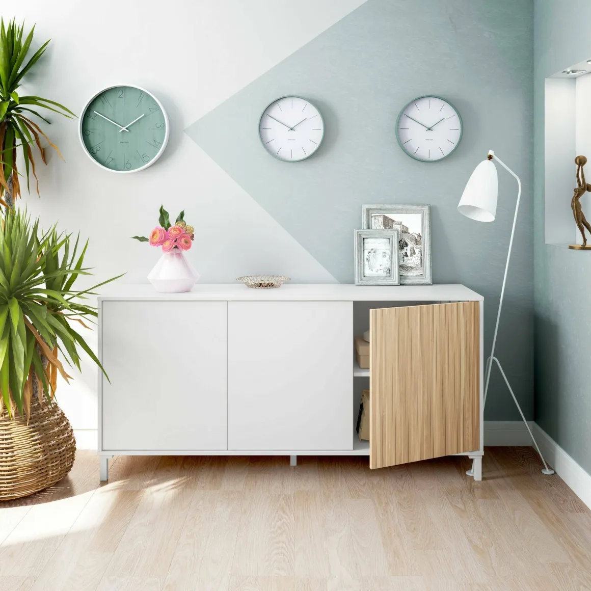 Credenza bianca 154x40x74h cm 3 ante - Ametista