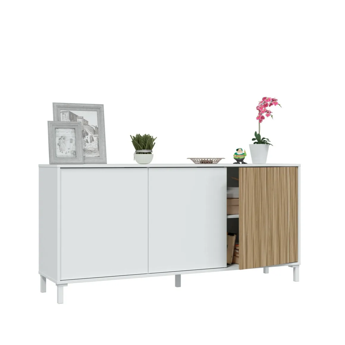 Credenza bianca 154x40x74h cm 3 ante - Ametista