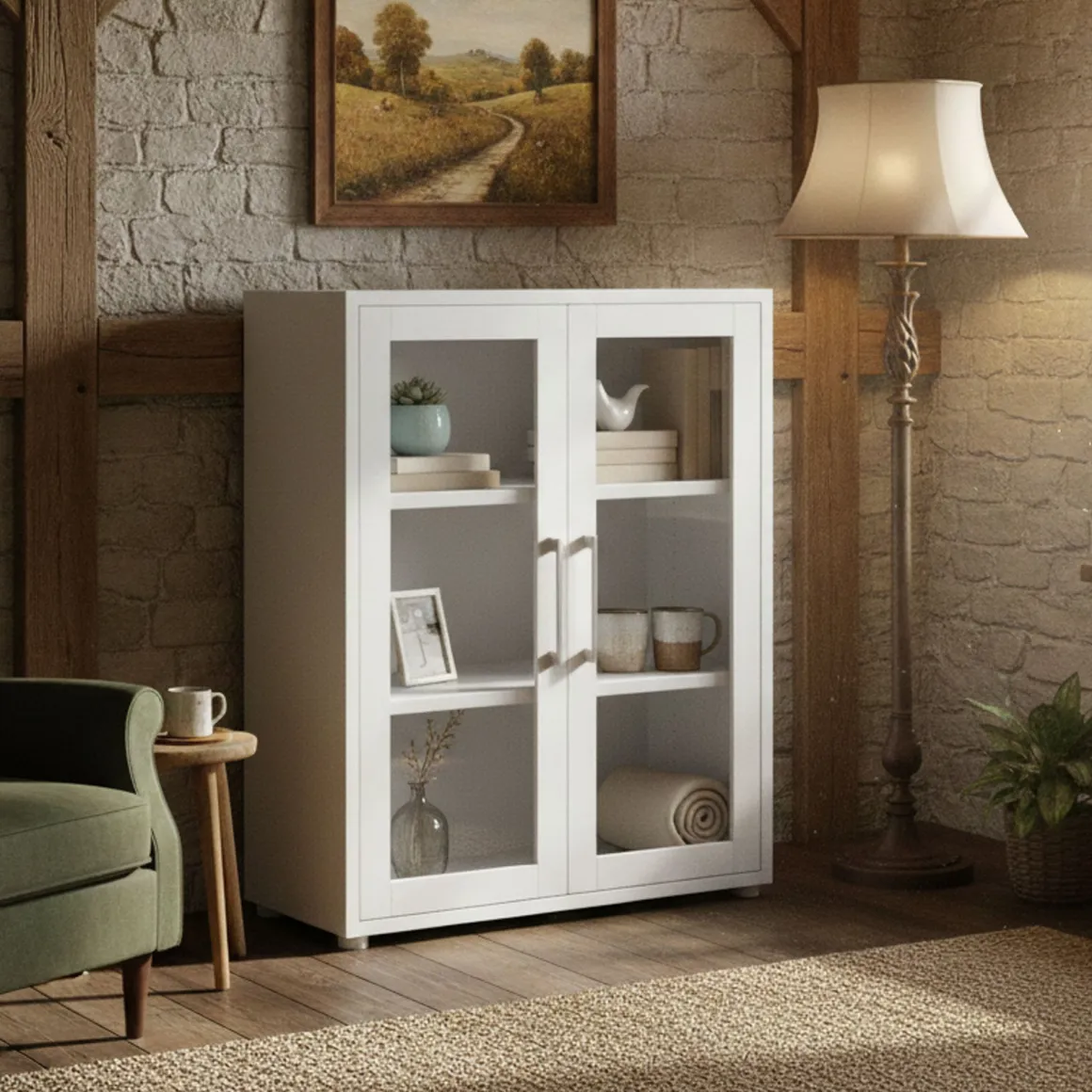 Credenza bianca 89x40x113h cm 2 ante - Ampezzo