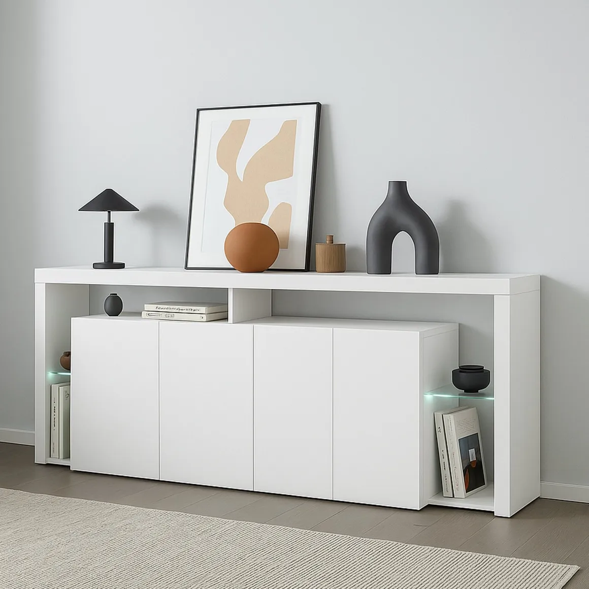 Credenza bianca 200x40x80h cm 3 ante - Andaleiv