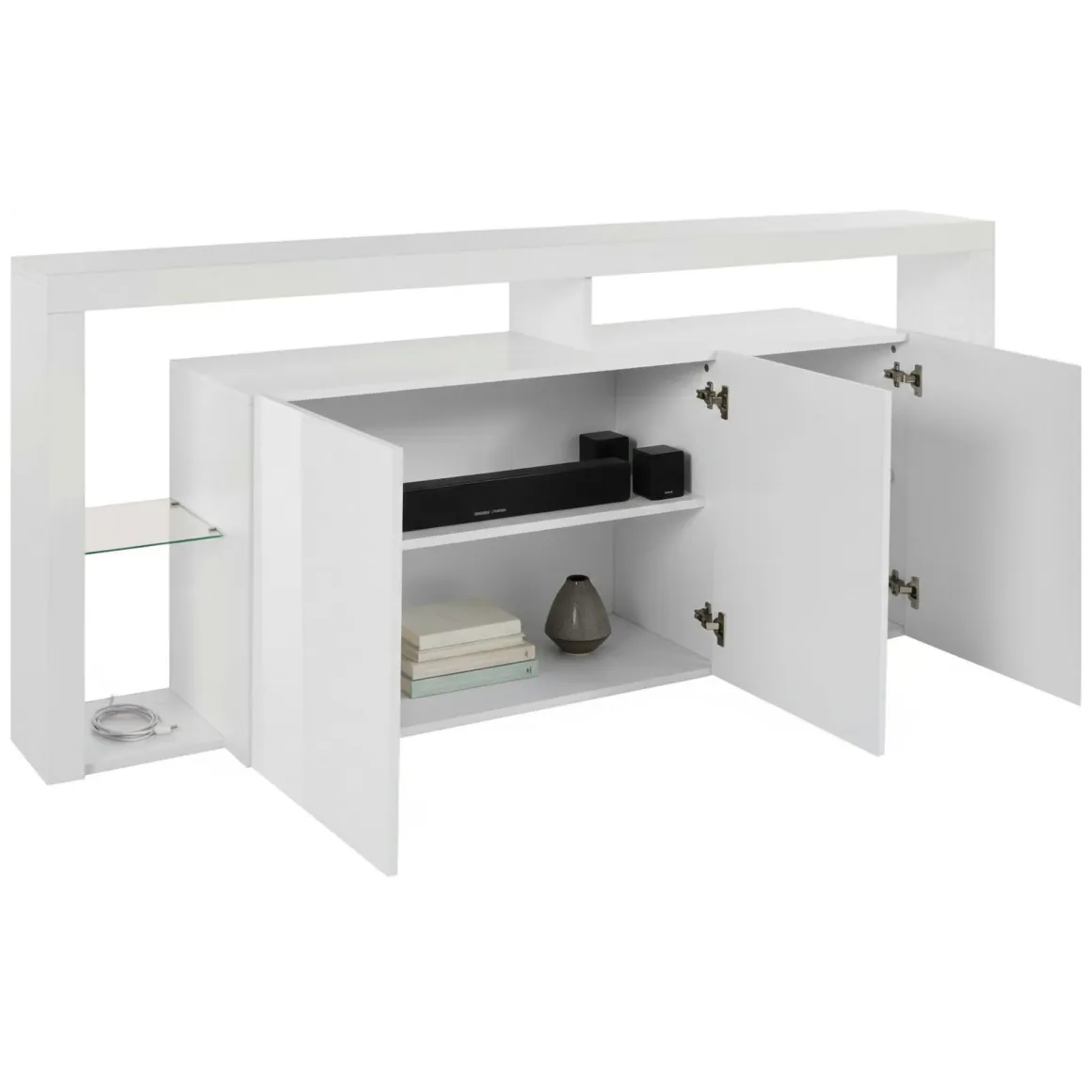 Credenza bianca 200x40x80h cm 3 ante - Andaleiv