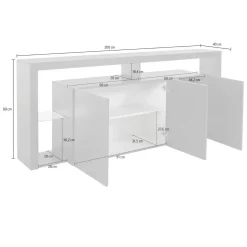 Credenza bianca 200x40x80h cm 3 ante - Andaleiv