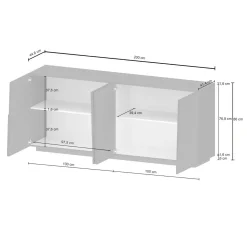 Cucina|Madie > Dmora Credenza bianca 200x44x86h cm 4 ante - Arda Bianco