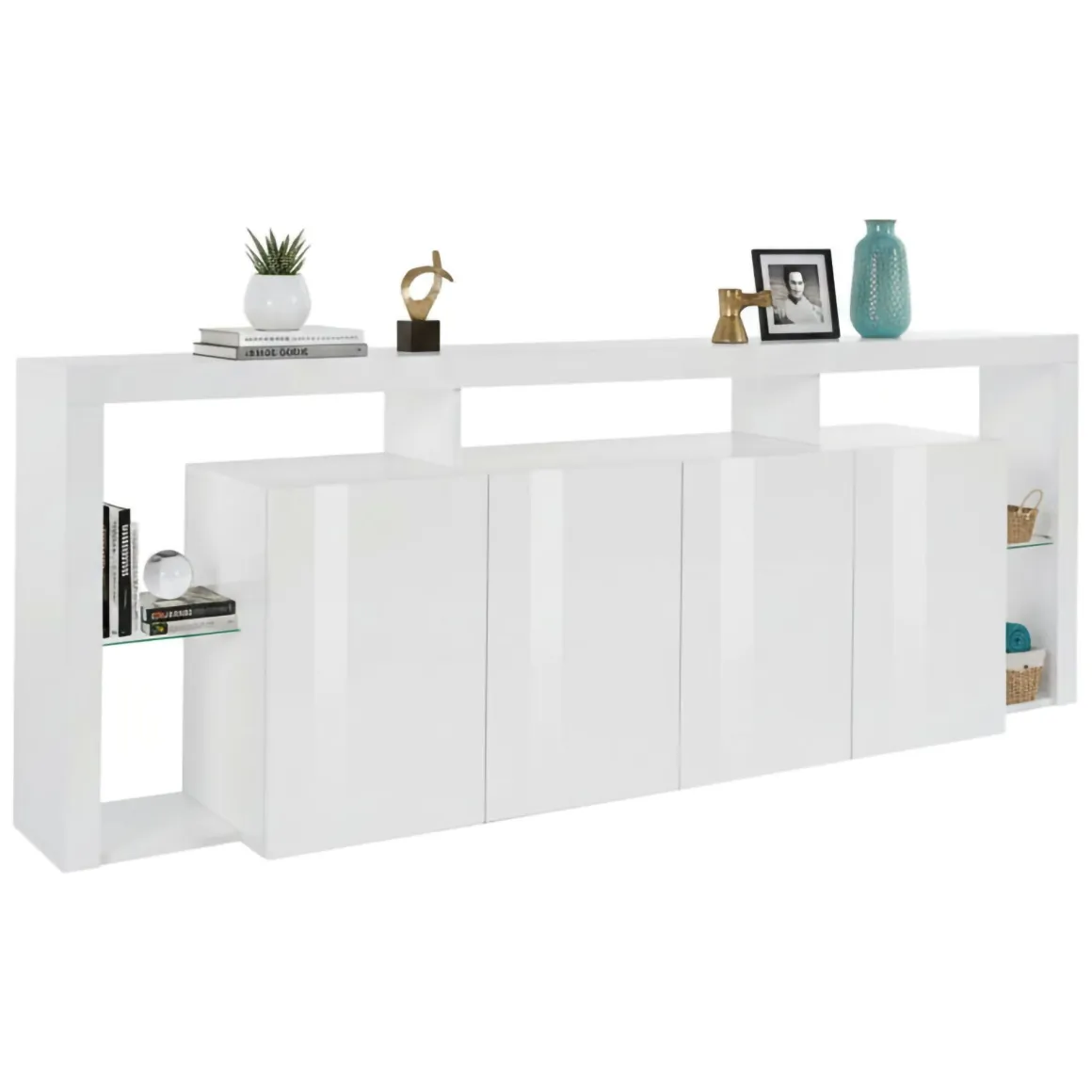 Credenza bianca 220x40x80h cm 4 ante - Atak