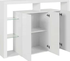 Cucina|Salotto > Dmora Credenza bianca 150x40x100h cm 3 ante - Bagnasco Bianco